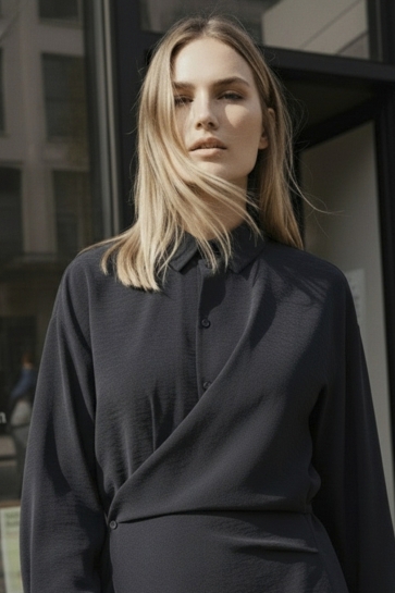 Hypedrop HDMAYA ASYMMETRIC LS SHIRT 32000031 BLACK