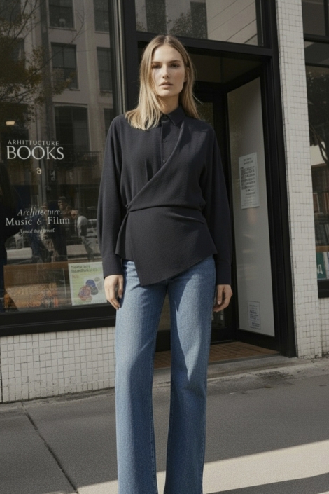 Hypedrop zwarte dames blouse | Model