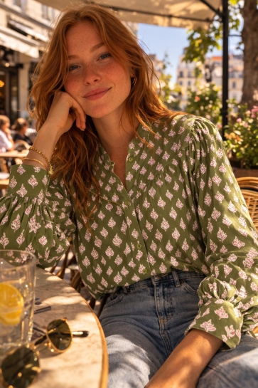 Pieces pcashley ls shirt wvn d2d Groen