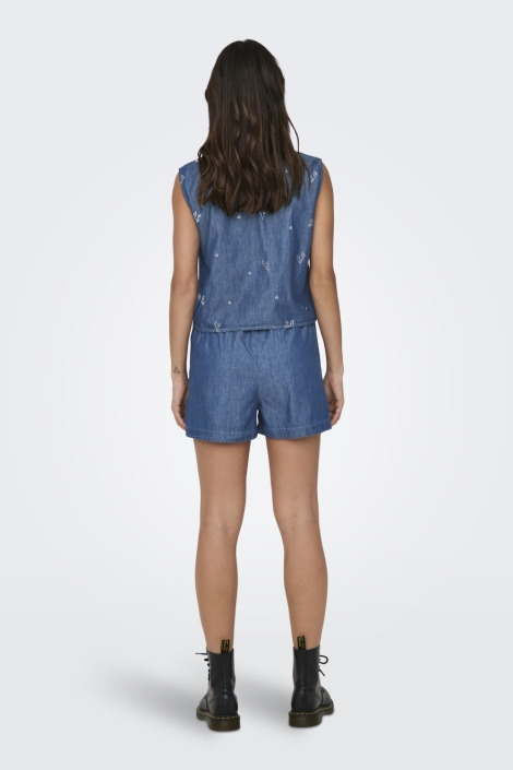 Jacqueline de Yong blauwe dames top | Model achteraanzicht