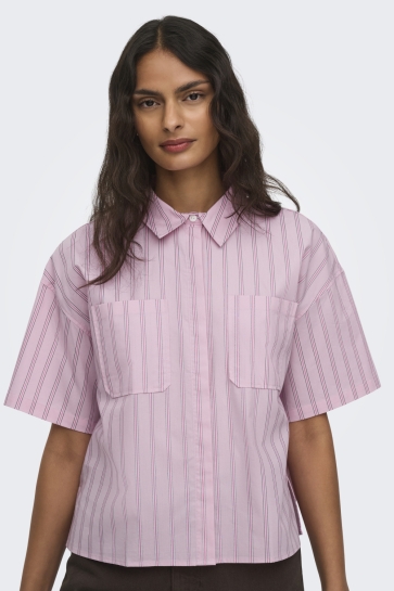 Jacqueline de Yong Blouse JDYMIO 2/4 BOXY SHIRT WVN DIA 15370451 PINK LADY