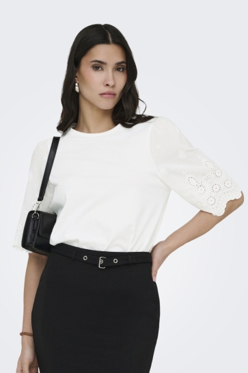 Jacqueline de Yong T-shirt JDYLAIR LIFE SS NEW MIX TOP JRS 15375151 Cloud Dancer