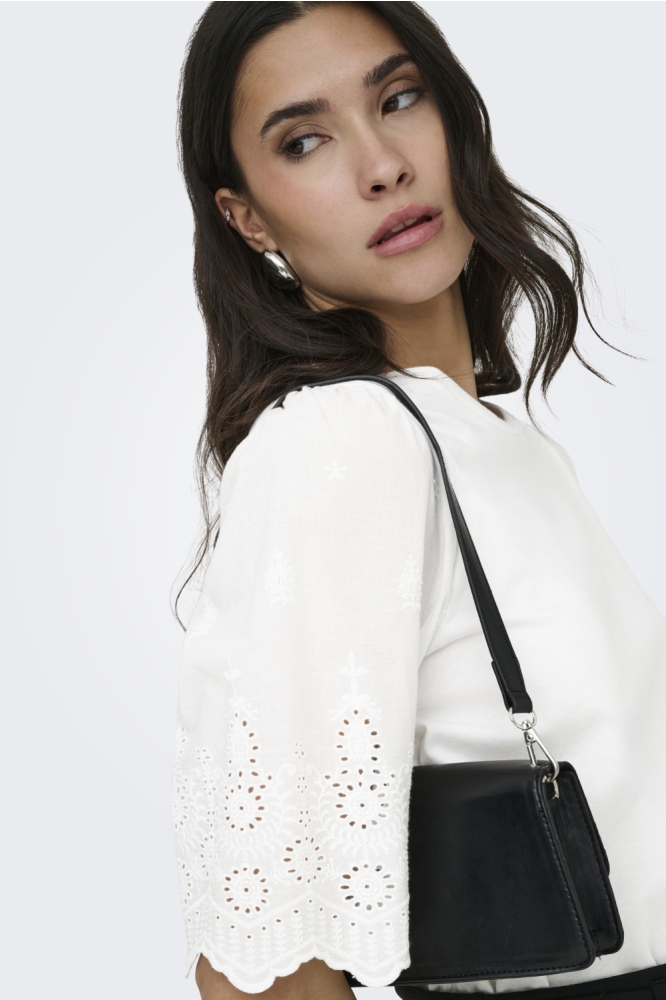 Jacqueline de Yong witte dames t-shirt | Close up