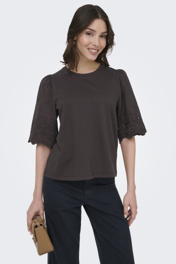 Jacqueline de Yong T-shirt JDYLAIR LIFE SS NEW MIX TOP JRS 15375151 Chocolate Torte