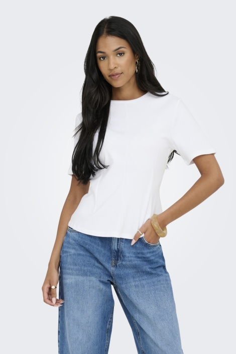 Jacqueline de Yong witte dames t-shirt | Model vooraanzicht