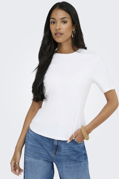 Jacqueline de Yong witte dames t-shirt | Model vooraanzicht