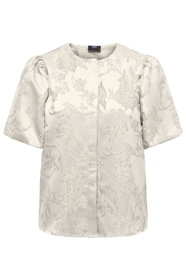 Jacqueline de Yong Blouse JDYELINA S/S JAQUARD TOP WVN EXP 15370028 Egret