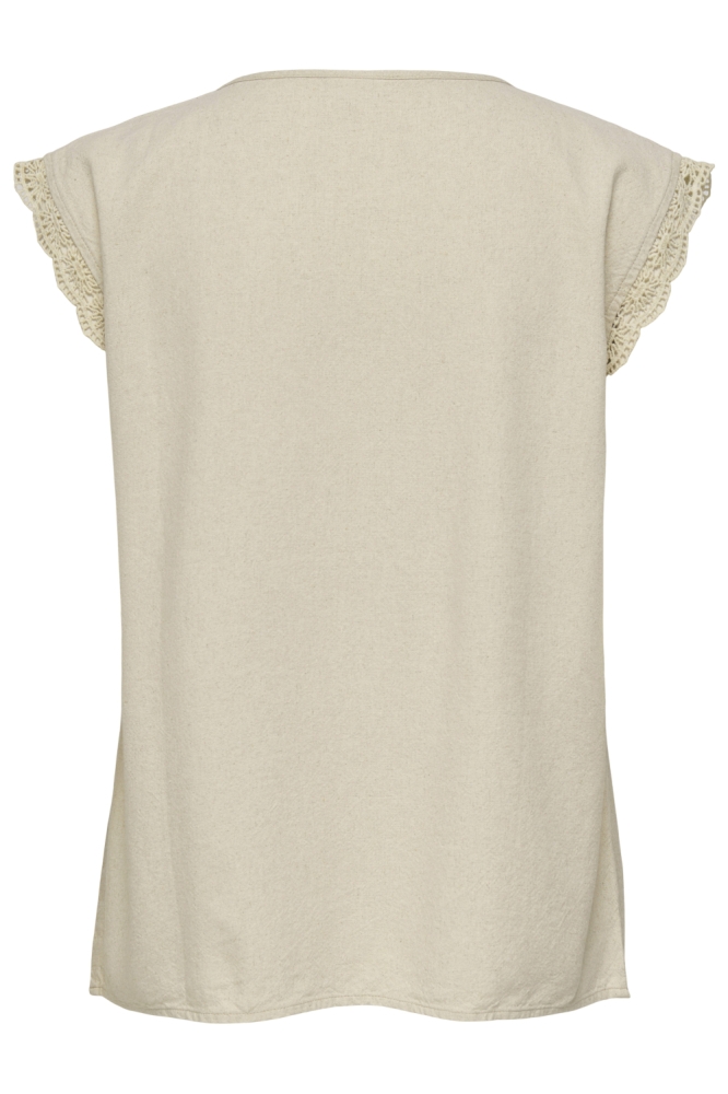 Jacqueline de Yong beige dames t-shirt | Achteraanzicht