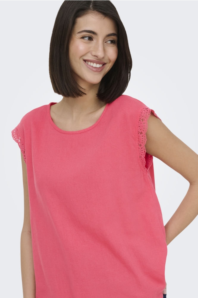 Jacqueline de Yong roze dames t-shirt | Close up