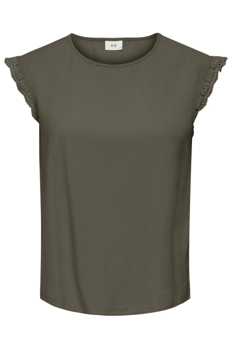 Jacqueline de Yong groene dames t-shirt | Vooraanzicht