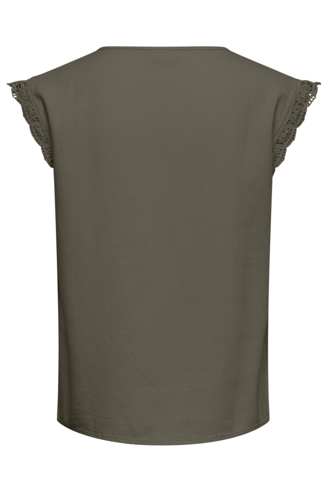 Jacqueline de Yong groene dames t-shirt | Achteraanzicht