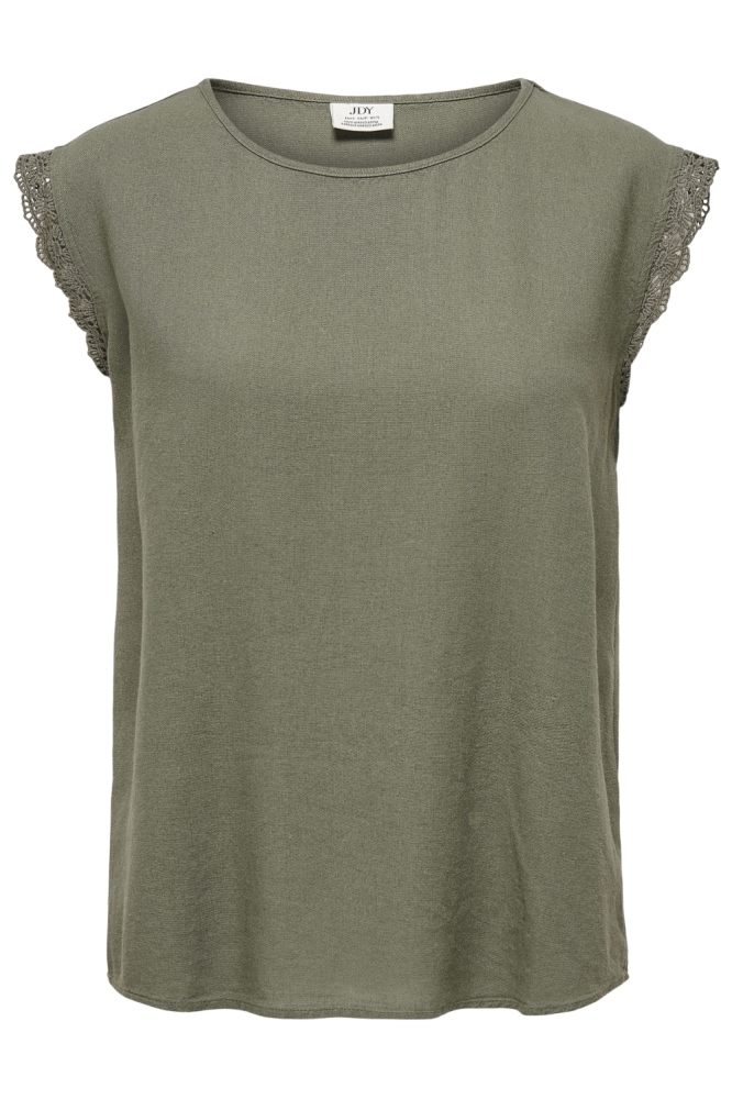 Jacqueline de Yong groene dames t-shirt | Vooraanzicht