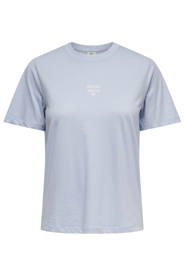 Jacqueline de Yong T-shirt JDYMAY PISA SS PRINT TOP JRS 15354642 Kentucky Blue/FLOCK ATELIER
