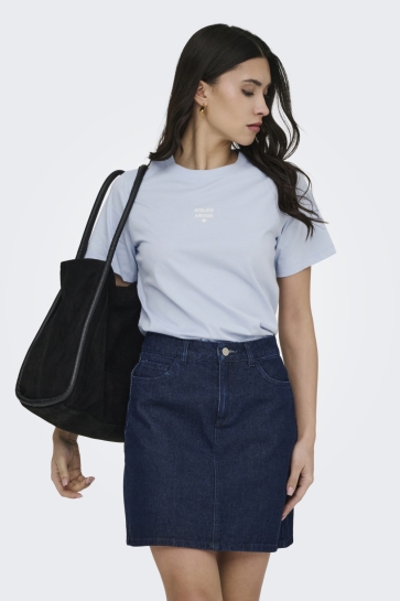 Jacqueline de Yong T-shirt JDYMAY PISA SS PRINT TOP JRS 15354642 Kentucky Blue/FLOCK ATELIER