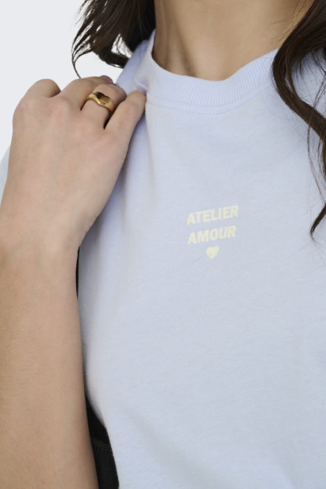 Jacqueline de Yong blauwe dames t-shirt | Close up