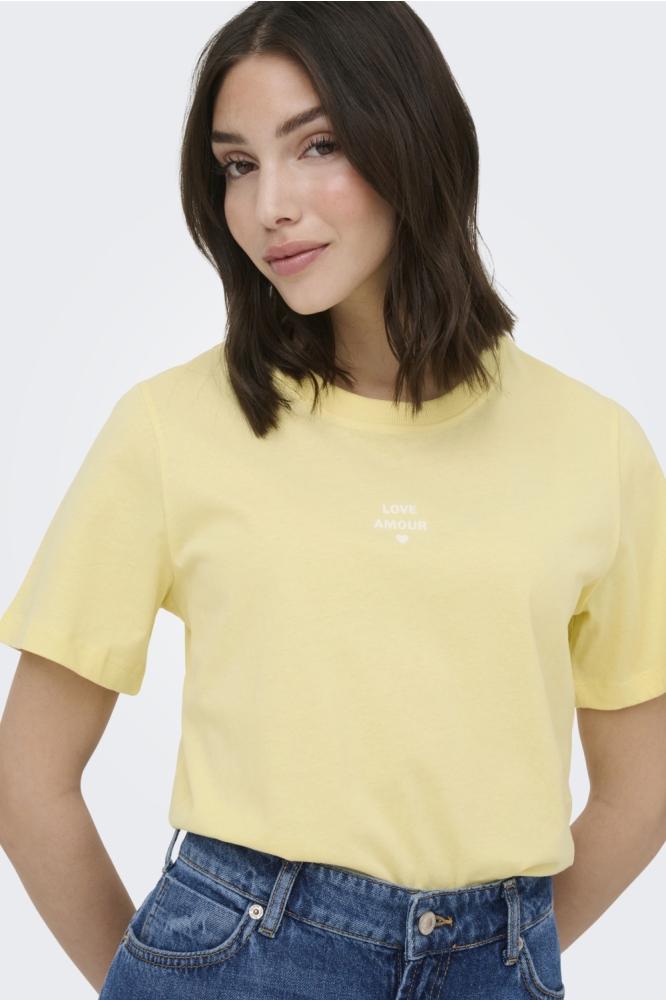 Jacqueline de Yong gele dames t-shirt | Close up