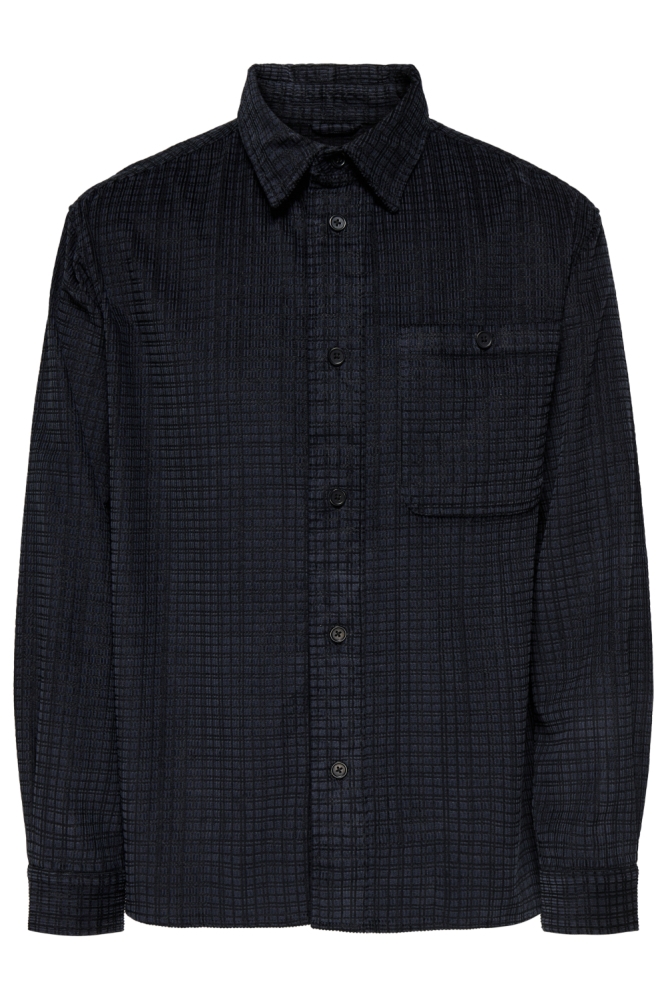 Only & Sons zwarte heren overhemd | Vooraanzicht