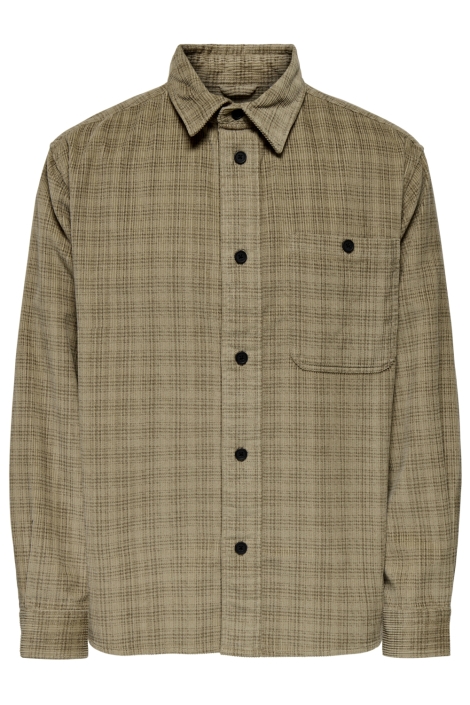 Only & Sons camel heren overhemd | Vooraanzicht