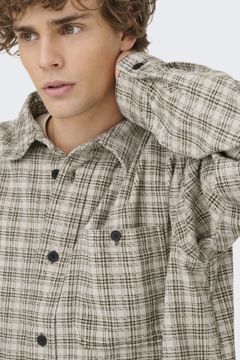 Only & Sons groene heren overhemd | Close up