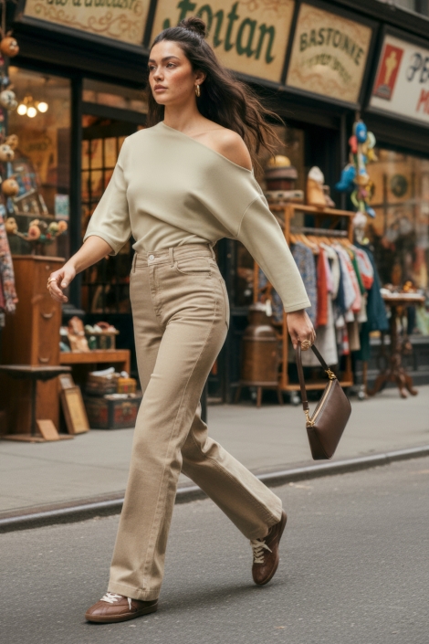 Hypedrop beige dames t-shirt | Model