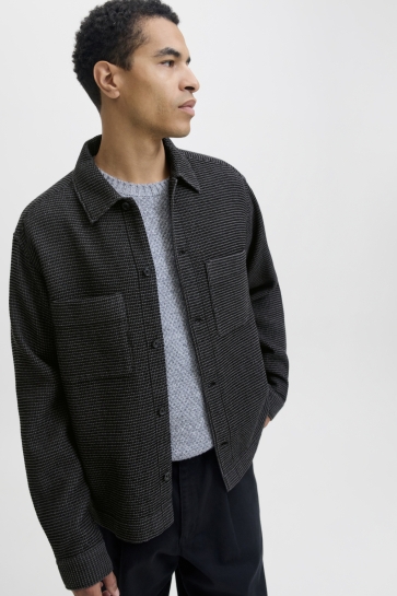 Jack & Jones Overhemd JPRBLARICK WAFFEL OVERSHIRT L/S SHI 12294842 BLACK