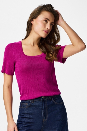 Pieces pcsalima ss squared knit top msa Roze