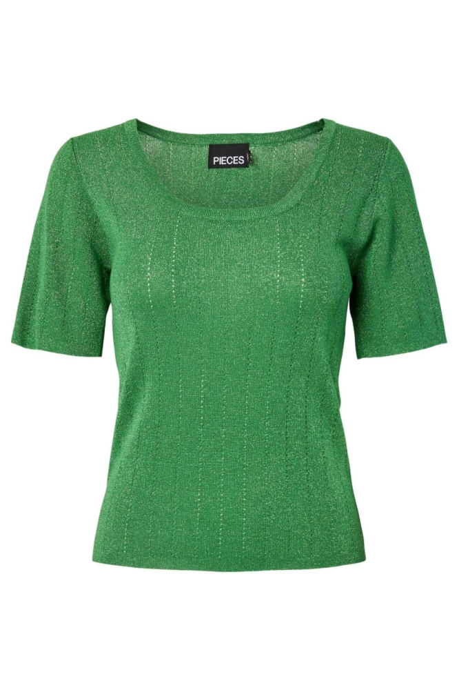 Pieces groene dames t-shirt | Vooraanzicht