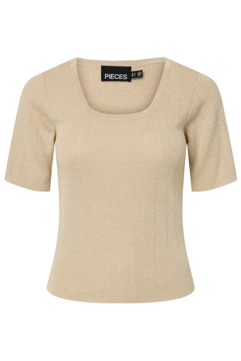Pieces beige dames t-shirt | Vooraanzicht