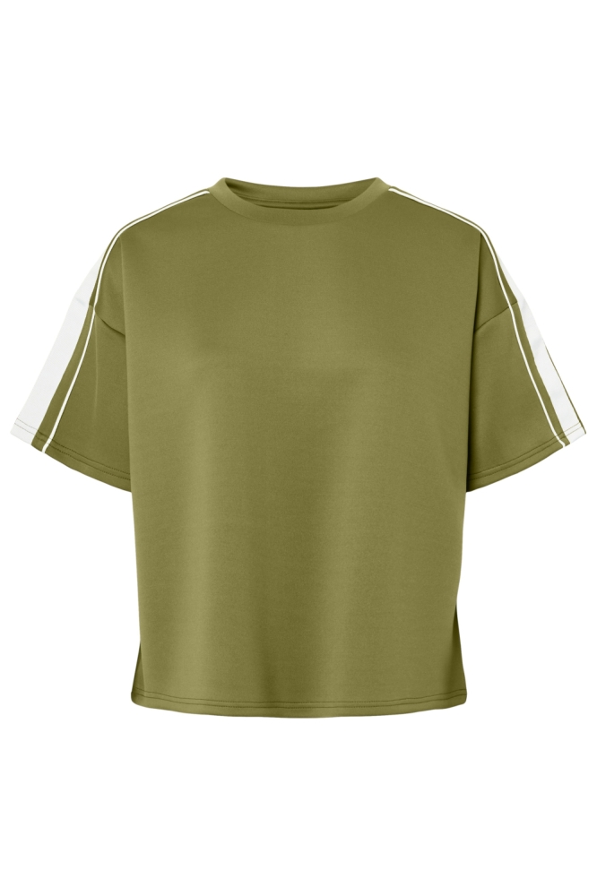 Pieces groene dames t-shirt | Vooraanzicht