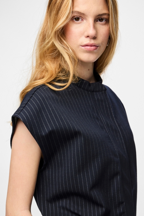 Pieces blauwe dames blouse | Close up