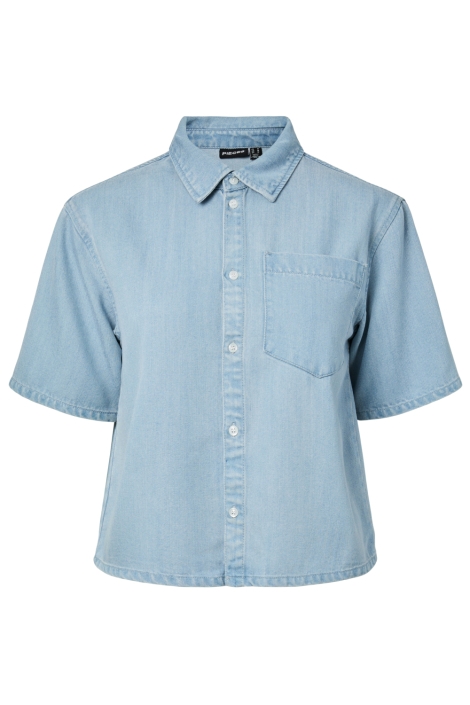 Pieces blauwe dames blouse | Vooraanzicht