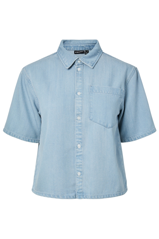 Pieces blauwe dames blouse | Vooraanzicht