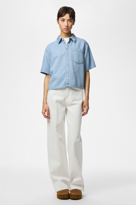 Pieces blauwe dames blouse | Model