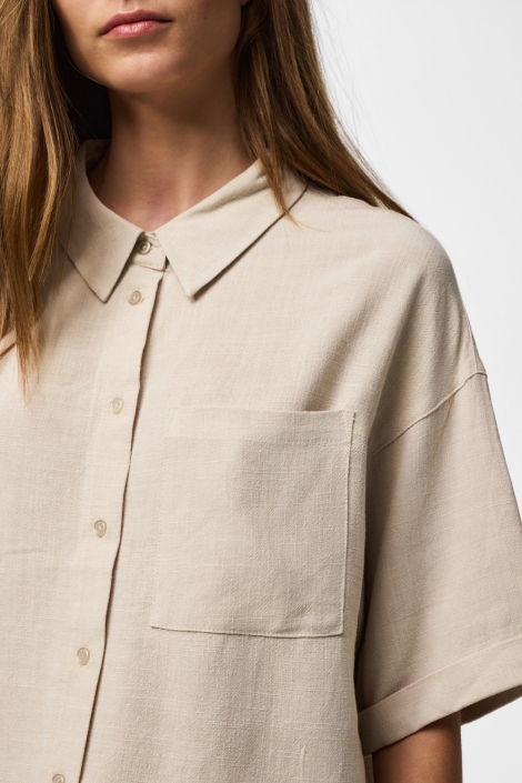 Pieces beige dames blouse | Close up