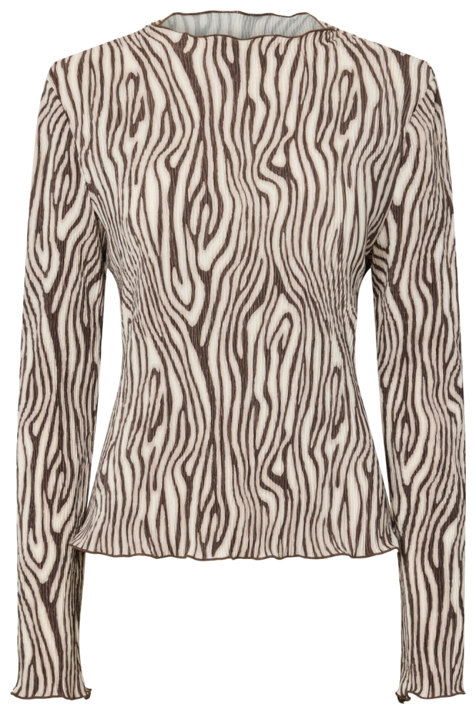 Pieces bruine dames t-shirt | Vooraanzicht