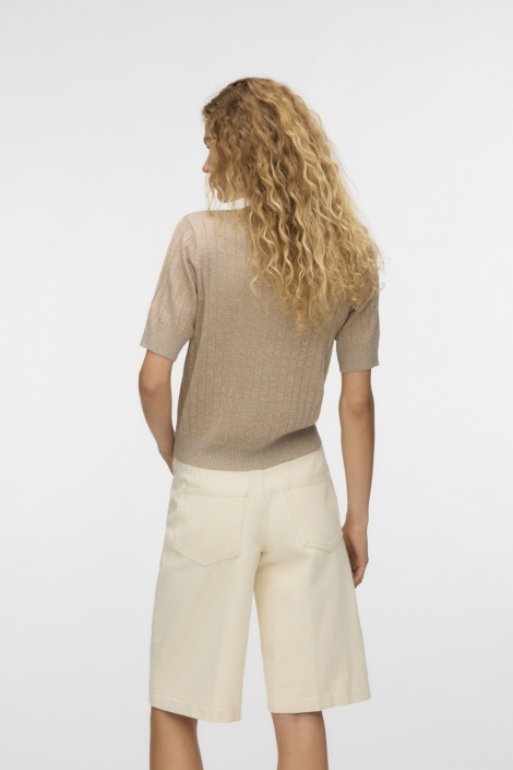Vero Moda zand dames t-shirt | Model achteraanzicht