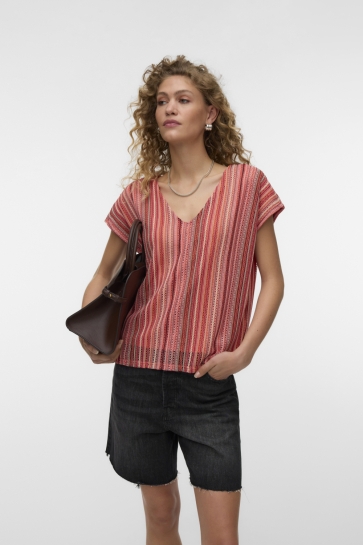 Vero Moda Top VMDEMI SS V-NECK TOP JRS GA 10333684 CORAL PARADISE/ DEMI
