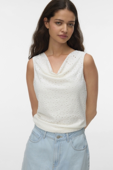 Vero Moda Top VMTASSA LIV SL WATERFALL TOP JRS 10344366 SNIOW WHITE