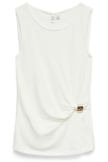 Vero Moda Top VMKELENA S/L O-NECK TOP JRS BTQ 10346151 SNOW WHITE
