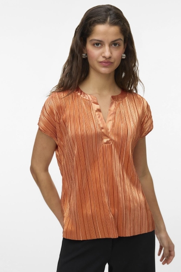 Vero Moda T-shirt VMKUVI S/S V-NECK TOP JRS BTQ NL 10348247 LANGOUSTINO