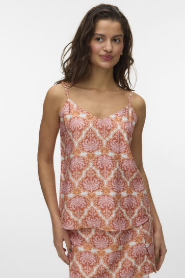 Vero Moda Top VMEVELIJN SINGLET TOP EXP 10349829 Snow White/LANGAUSTINO PALM