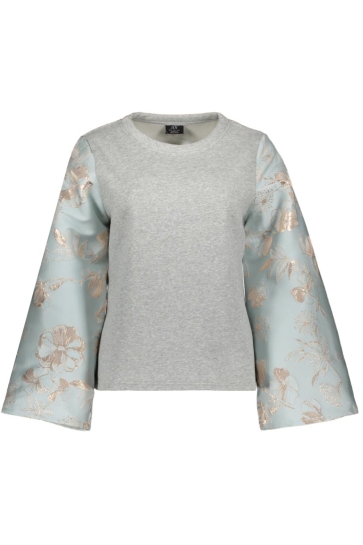 Jacqueline de Yong Trui JDYVIOLET L/S JAQUARD TOP WVN EXP 15377575 LIGHT GREY MELANGE/LIGHT BLUE