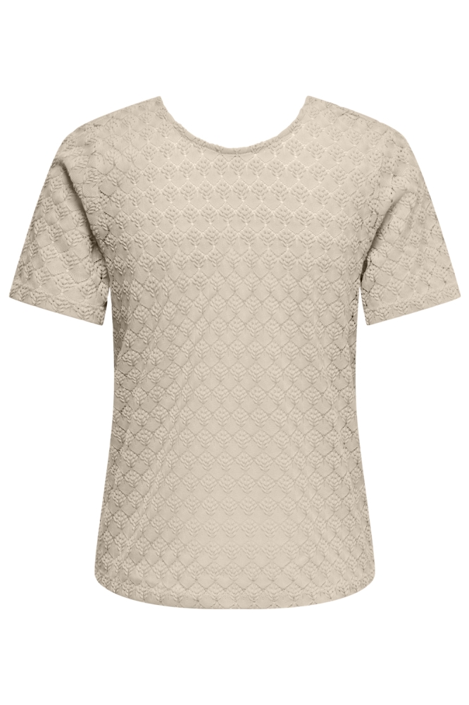 Jacqueline de Yong ecru dames t-shirt | Achteraanzicht