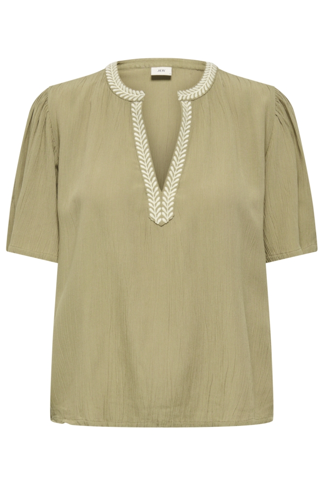 Jacqueline de Yong groene dames t-shirt | Vooraanzicht