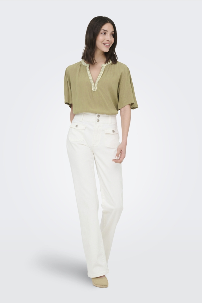 Jacqueline de Yong groene dames t-shirt | Model