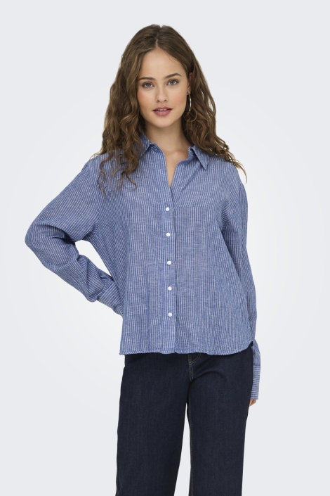 Jacqueline de Yong blauwe dames blouse | Model vooraanzicht