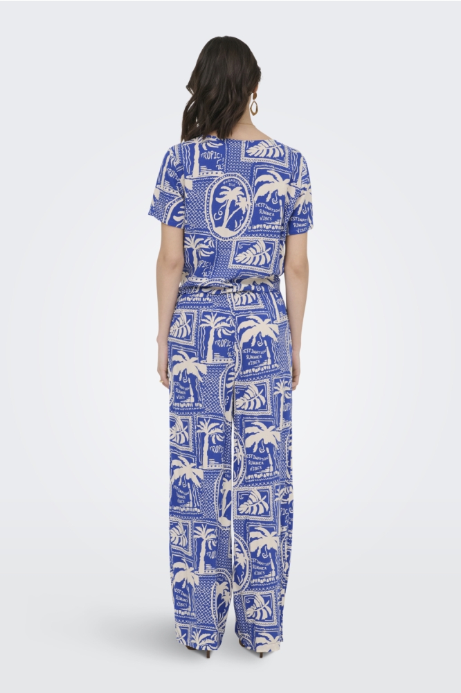 Jacqueline de Yong blauwe dames blouse | Model achteraanzicht