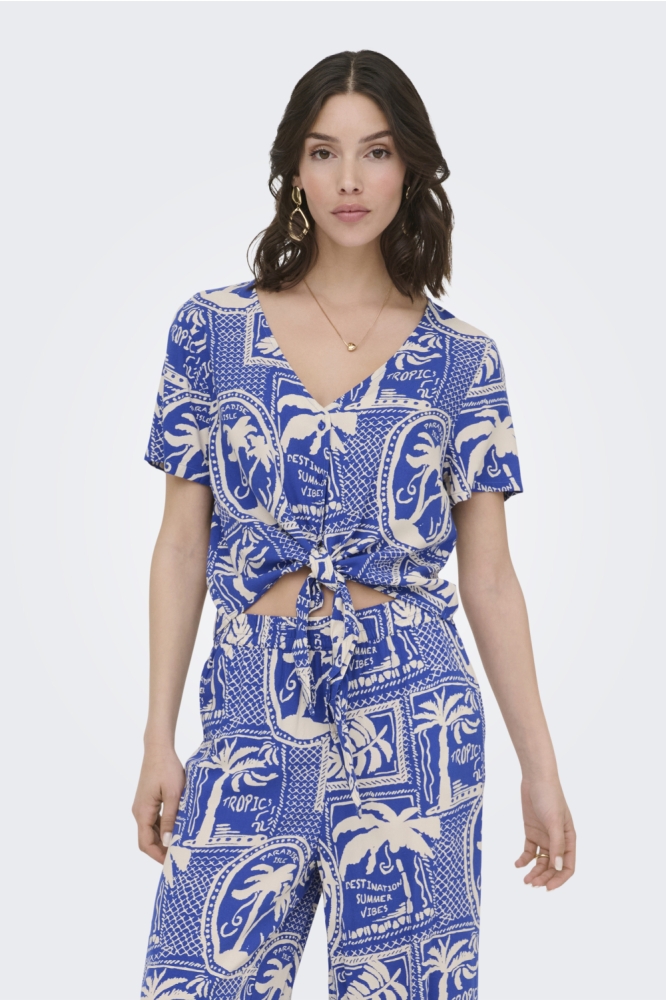 Jacqueline de Yong blauwe dames blouse | Model vooraanzicht