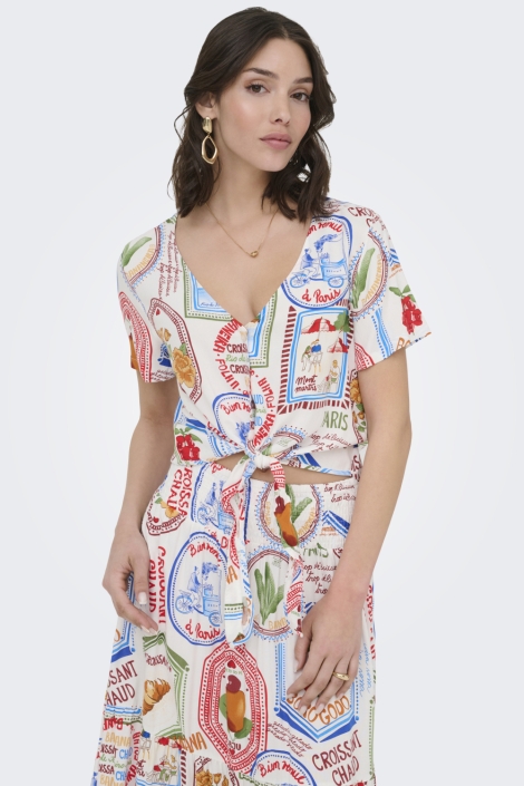 Jacqueline de Yong witte dames blouse | Model vooraanzicht