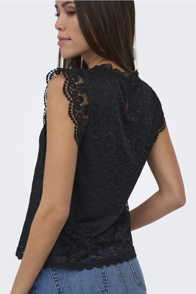 Jacqueline de Yong zwarte dames top | Model achteraanzicht